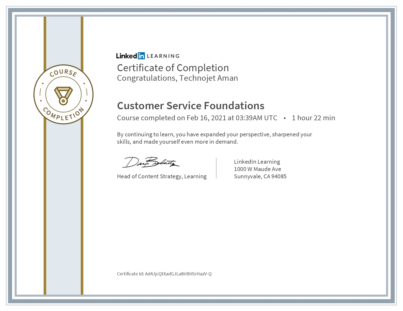 Performance Optimization Certificate